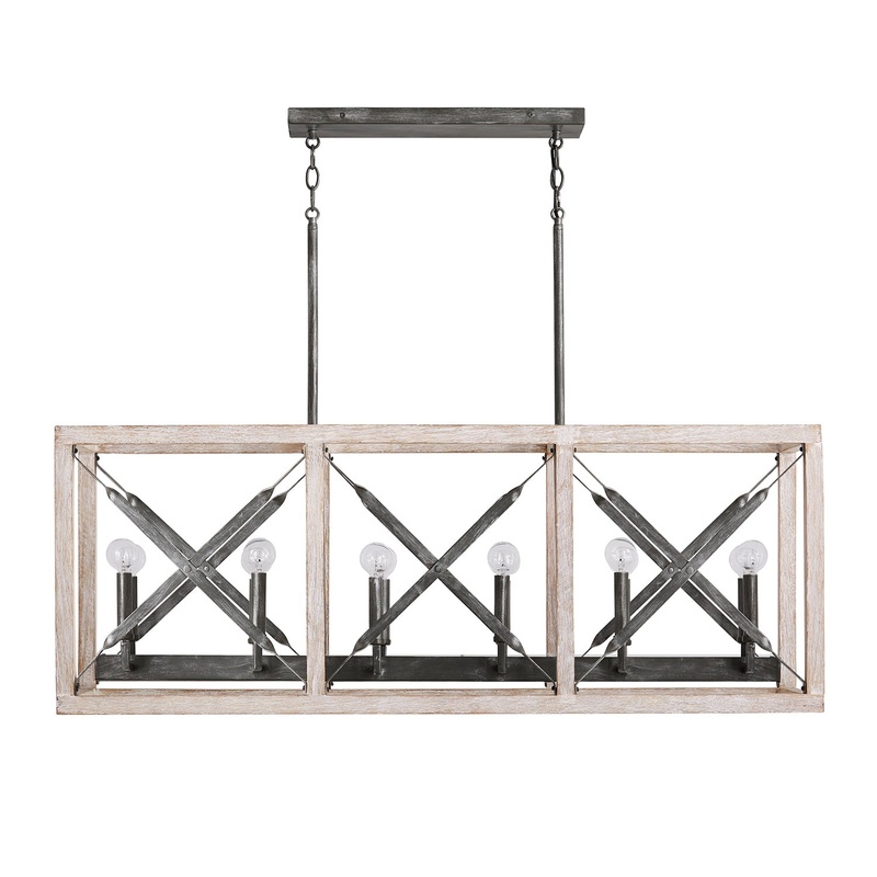 Capital Lighting 840401WN Remi 12 Light Island Pendant, Brushed White Wash and Nordic Iron (Discontinued)