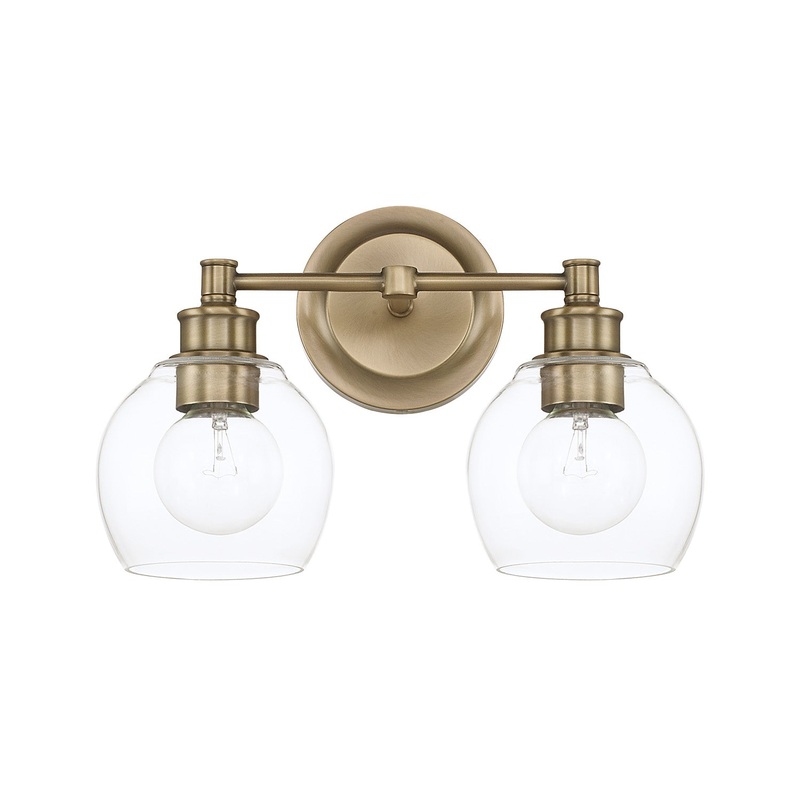 Capital Lighting 121121AD-426 Mid Century Two Light Vanity, Aged Brass