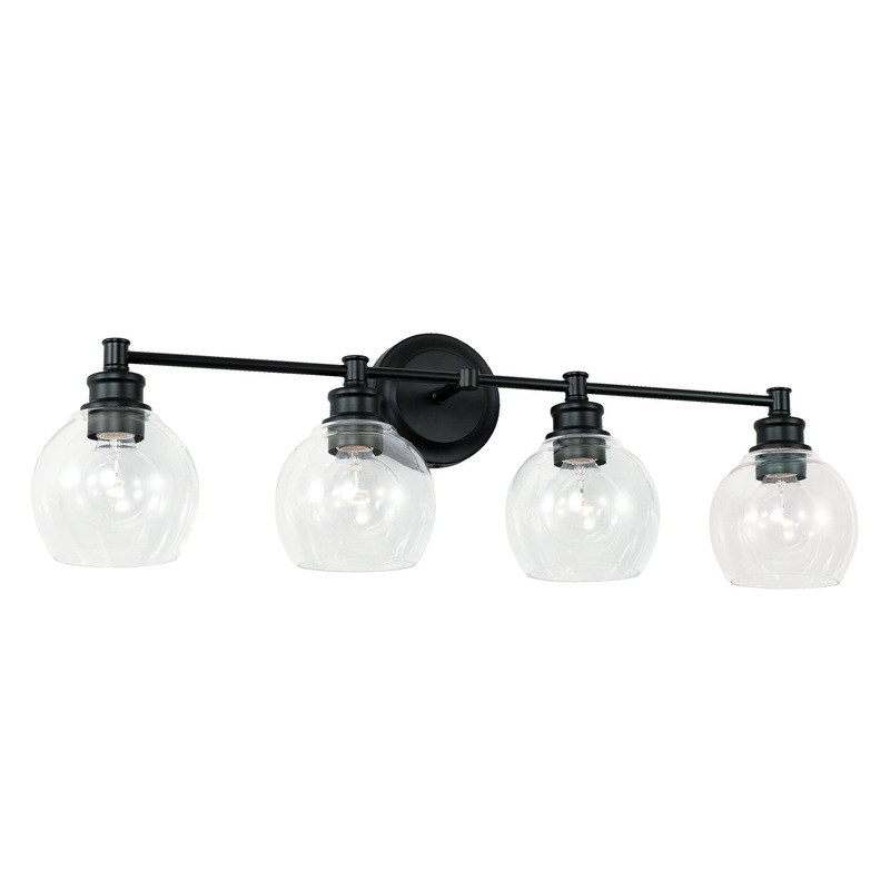 Capital Lighting 121141MB-426 Mid Century Four Light Vanity, Matte Black