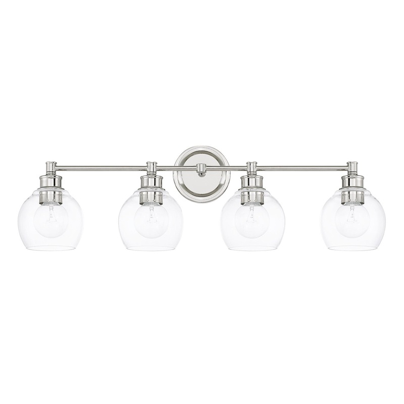 Capital Lighting 121141PN-426 Mid Century Four Light Vanity, Polished Nickel