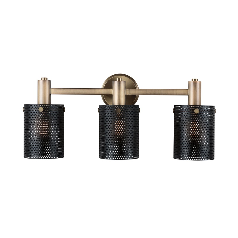 Capital Lighting 131232AB Dax Three Light Vanity, Aged Brass and Black (Discontinued)