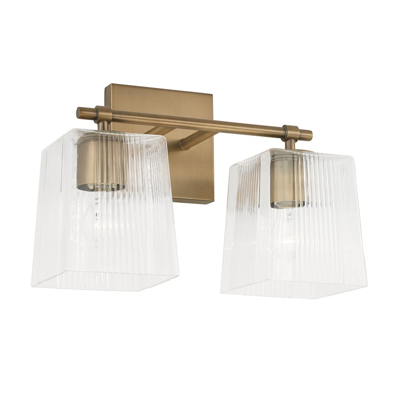 Capital Lighting 141721AD-508 Lexi Two Light Vanity, Aged Brass