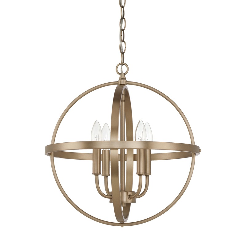 Capital Lighting 317541AD Hartwell Four Light Pendant, Aged Brass