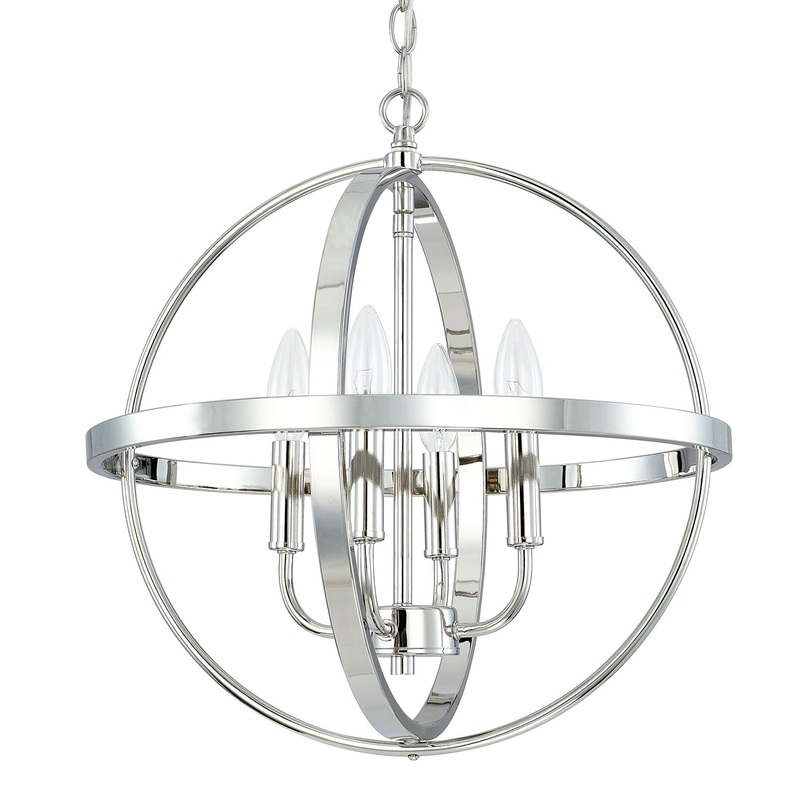 Capital Lighting 317541PN Hartwell Four Light Pendant, Polished Nickel (Discontinued)