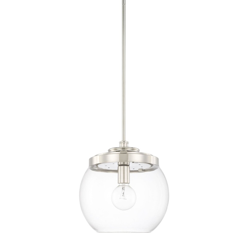 Capital Lighting 321111PN Mid Century One Light Pendant, Polished Nickel (Discontinued)