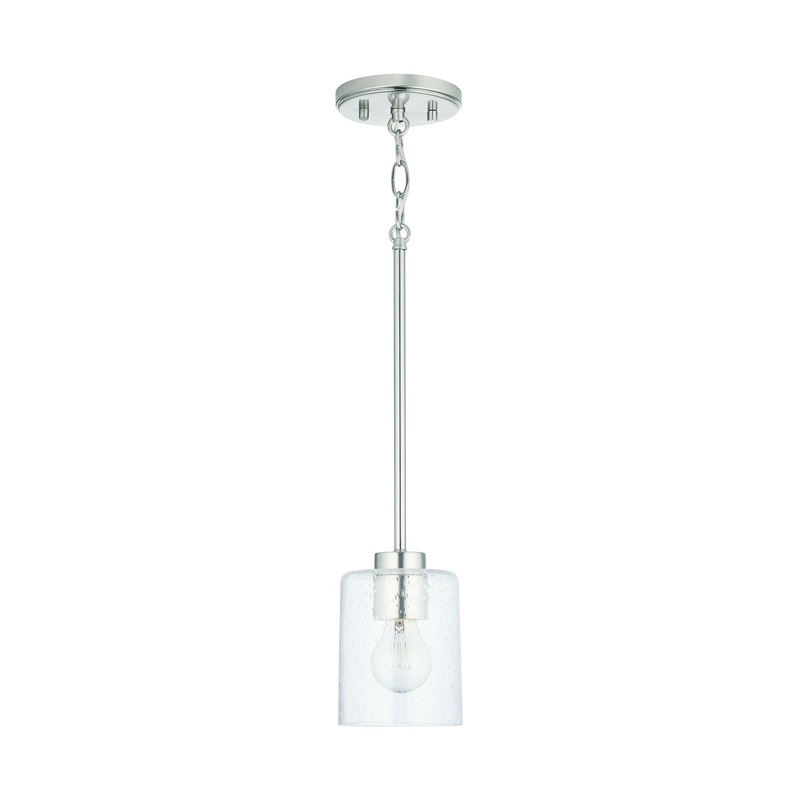 Capital Lighting 328511BN-449 Greyson One Light Pendant, Brushed Nickel