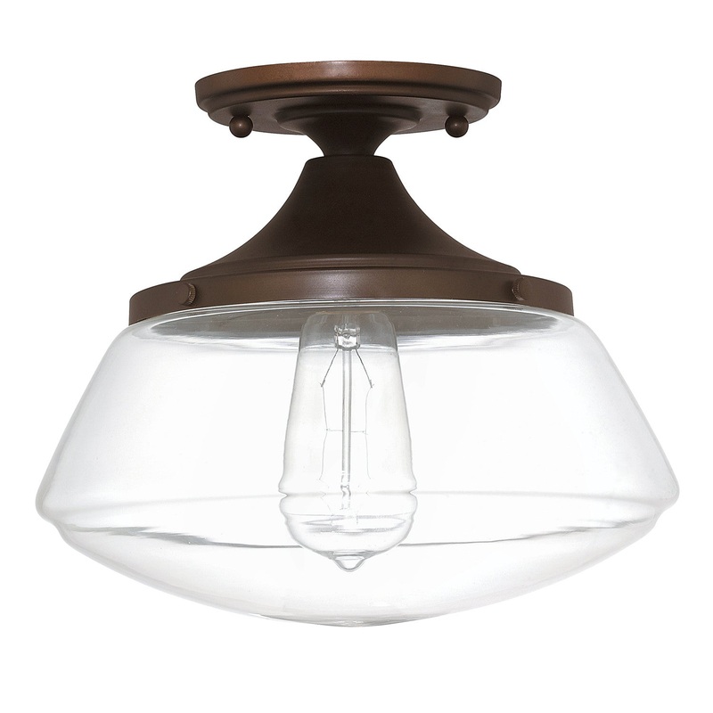 Capital Lighting 3537BB-134 Schoolhouse One Light Semi-Flush Mount, Burnished Bronze (Discontinued)