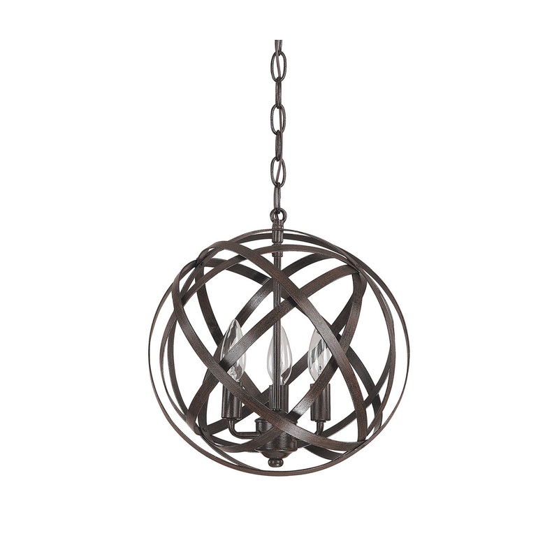 Capital Lighting 4233RS Axis Three Light Pendant, Russet