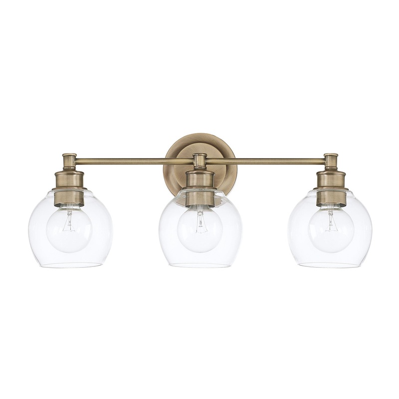 Capital Lighting 121131AD-426 Mid Century Three Light Vanity, Aged Brass