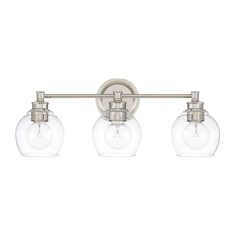 Capital Lighting 121131PN-426 Mid Century Three Light Vanity, Polished Nickel