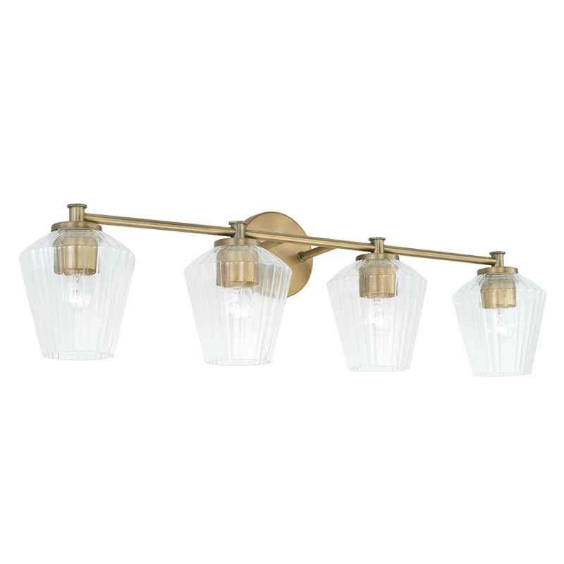 Capital Lighting 141441AD-507 Beau Four Light Vanity, Aged Brass (Discontinued)
