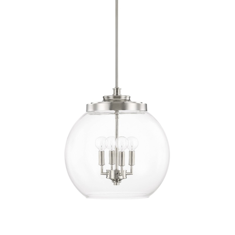 Capital Lighting 321142PN Mid Century Four Light Pendant, Polished Nickel