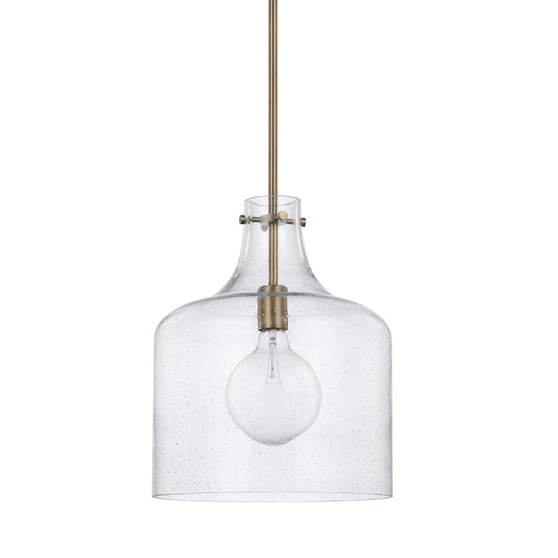 Capital Lighting 325712AD Crawford One Light Pendant, Aged Brass