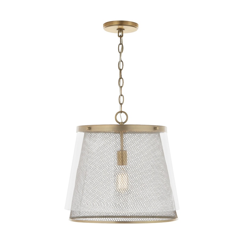Capital Lighting 332312AD Abbott One Light Pendant, Aged Brass