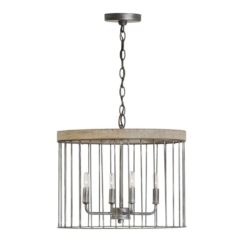 Capital Lighting 335041UW Russell Four Light Pendant, Urban Wash (Discontinued)