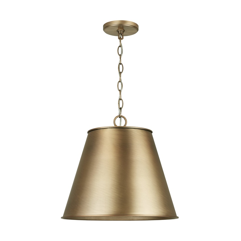 Capital Lighting 337811AD Welker One Light Pendant, Aged Brass