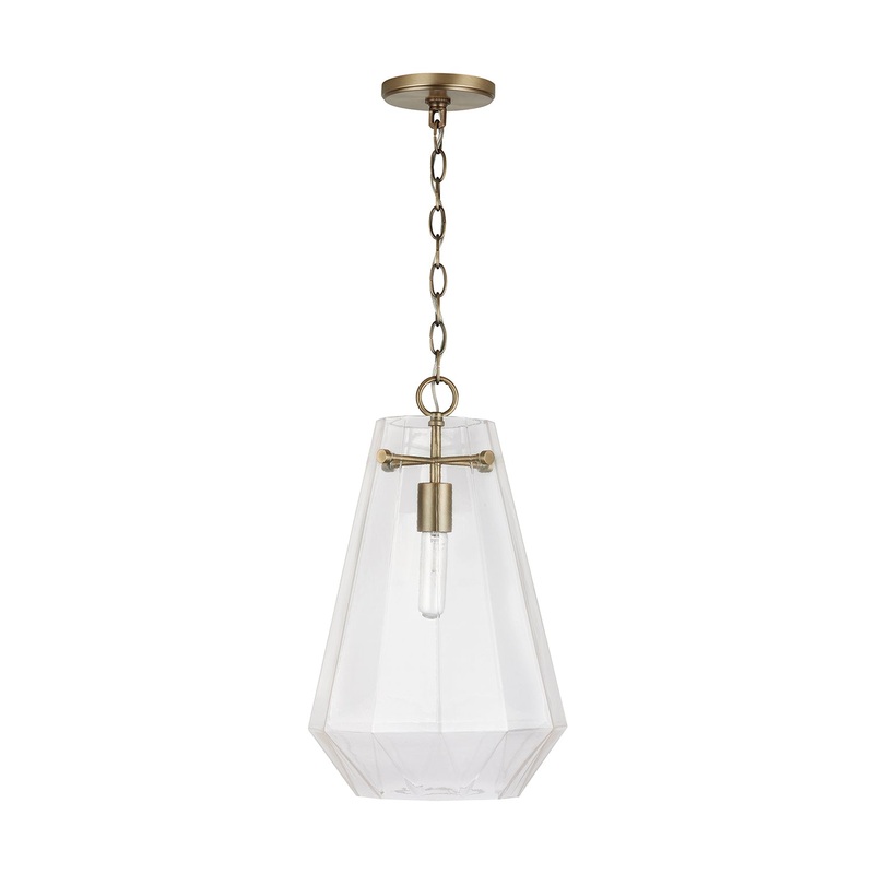 Capital Lighting 338316AD Lee One Light Pendant, Aged Brass