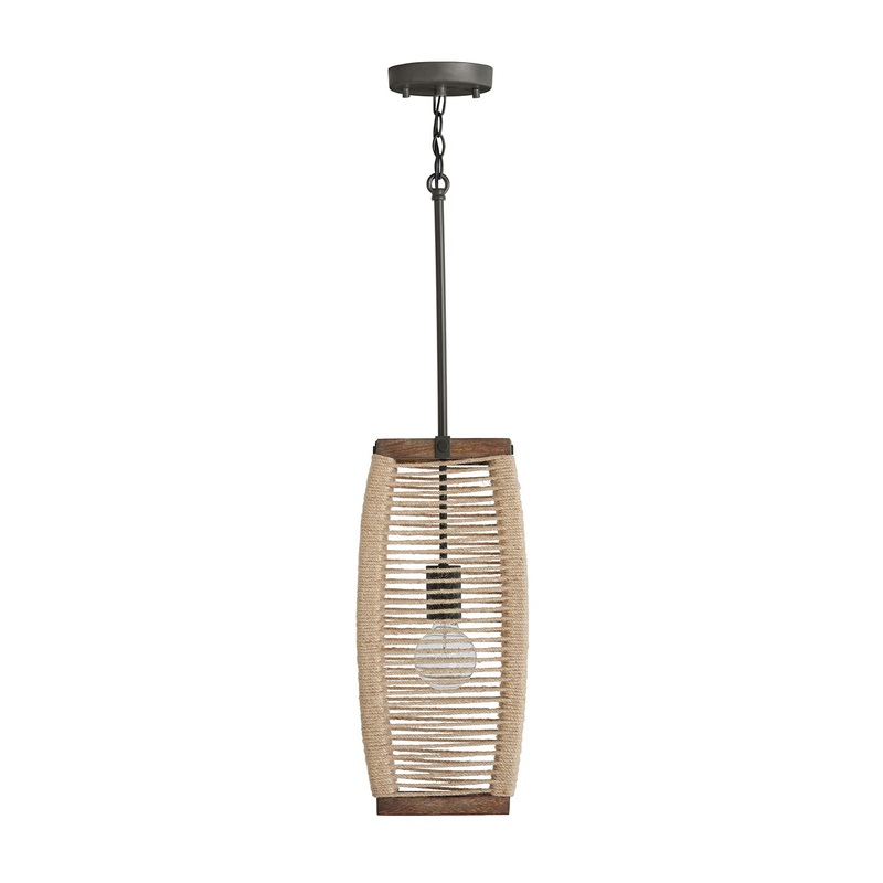 Capital Lighting 340311YG Jacob One Light Pendant, Grey Wash and Grey Iron