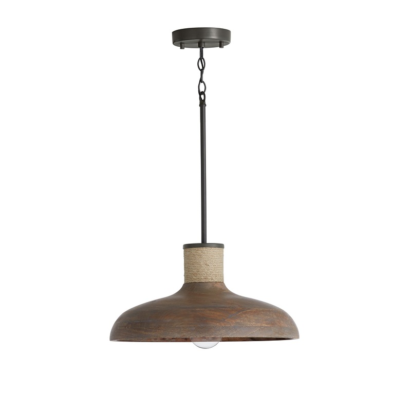 Capital Lighting 340312YG Jacob One Light Pendant, Grey Wash and Grey Iron