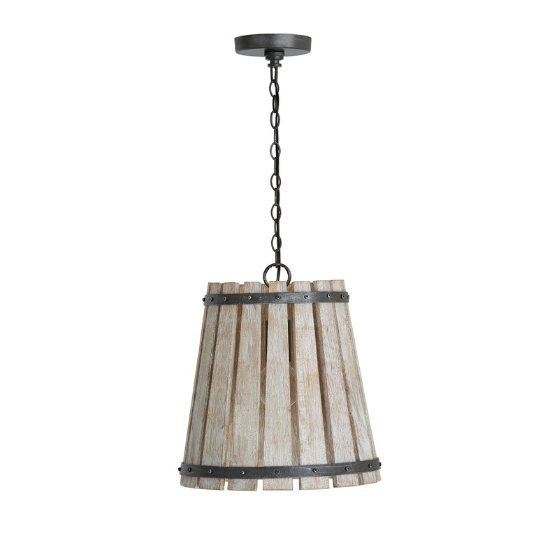 Capital Lighting 340411WN Remi One Light Pendant, Brushed White Wash and Nordic Iron (Discontinued)