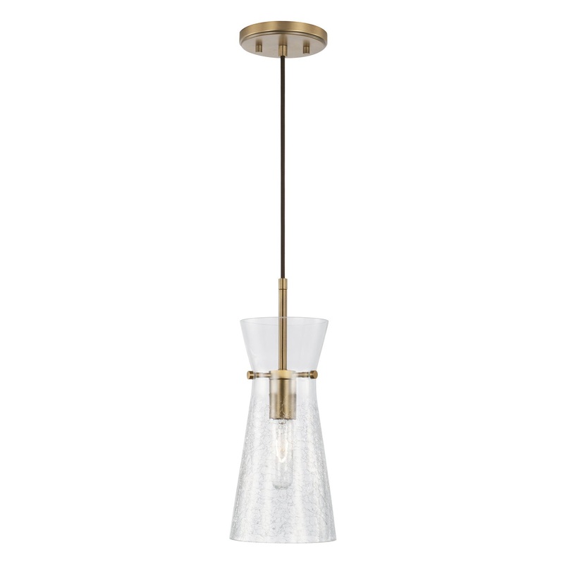 Capital Lighting 342411AD Mila One Light Pendant, Aged Brass