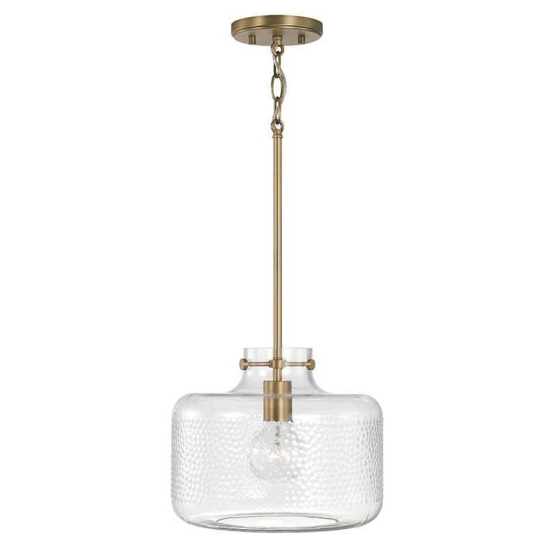 Capital Lighting 342512AD Brighton One Light Pendant, Aged Brass