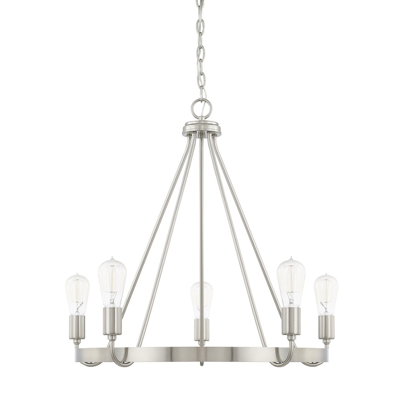 Capital Lighting 420061BN Tanner Five Light Chandelier, Brushed Nickel