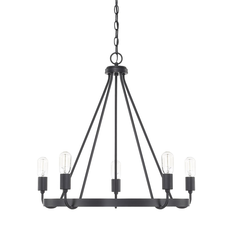Capital Lighting 420061MB Tanner Five Light Chandelier, Matte Black