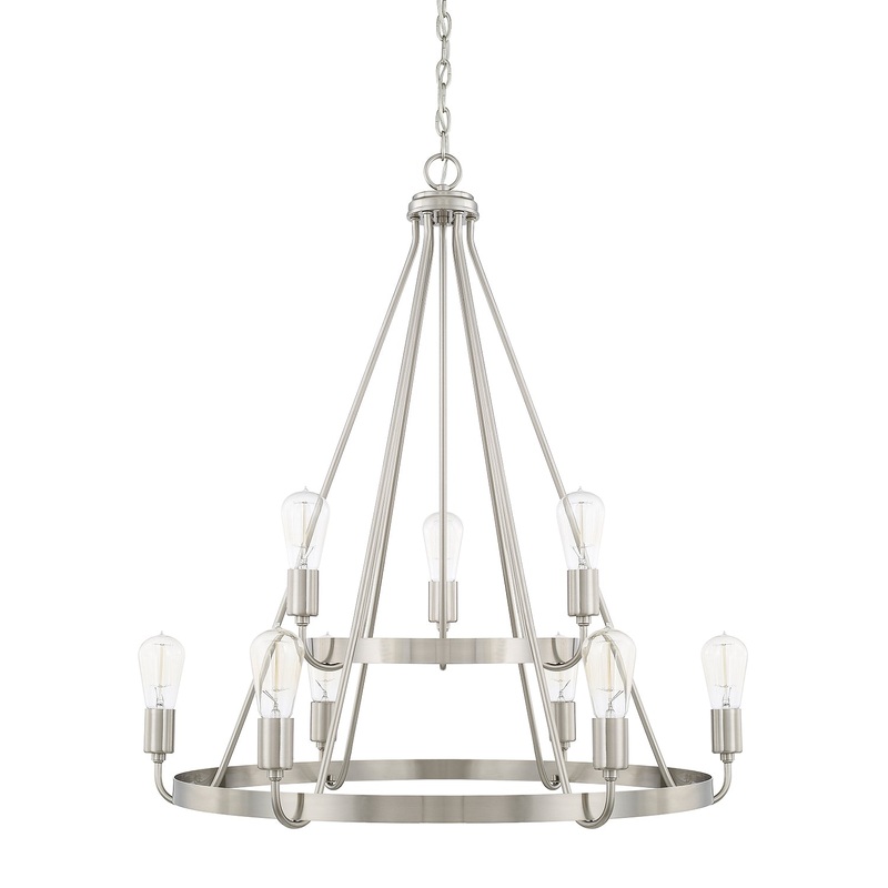 Capital Lighting 420091BN Tanner Nine Light Chandelier, Brushed Nickel