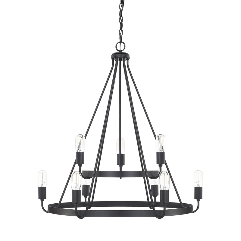 Capital Lighting 420091MB Tanner Nine Light Chandelier, Matte Black