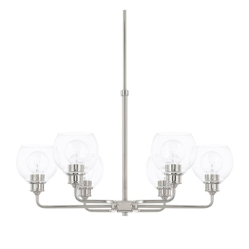 Capital Lighting 421161PN-426 Mid Century Six Light Chandelier, Polished Nickel (Discontinued)