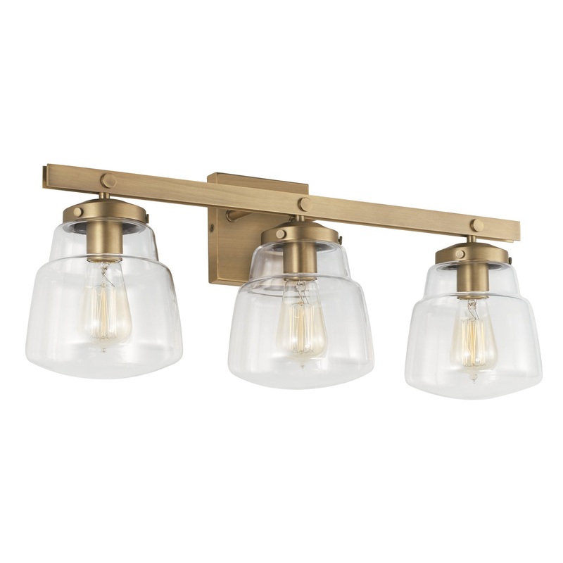 Capital Lighting 142731AD-518 Dillon Three Light Vanity, Aged Brass