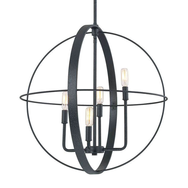 Capital Lighting 312542BI Albert Four Light Pendant, Black Iron (Discontinued)