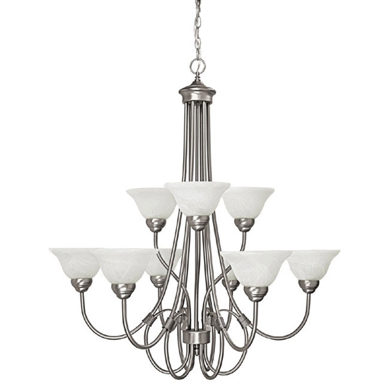 Capital Lighting 3229MN-220 Hometown Nine Light Chandelier, Matte Nickel (Discontinued)