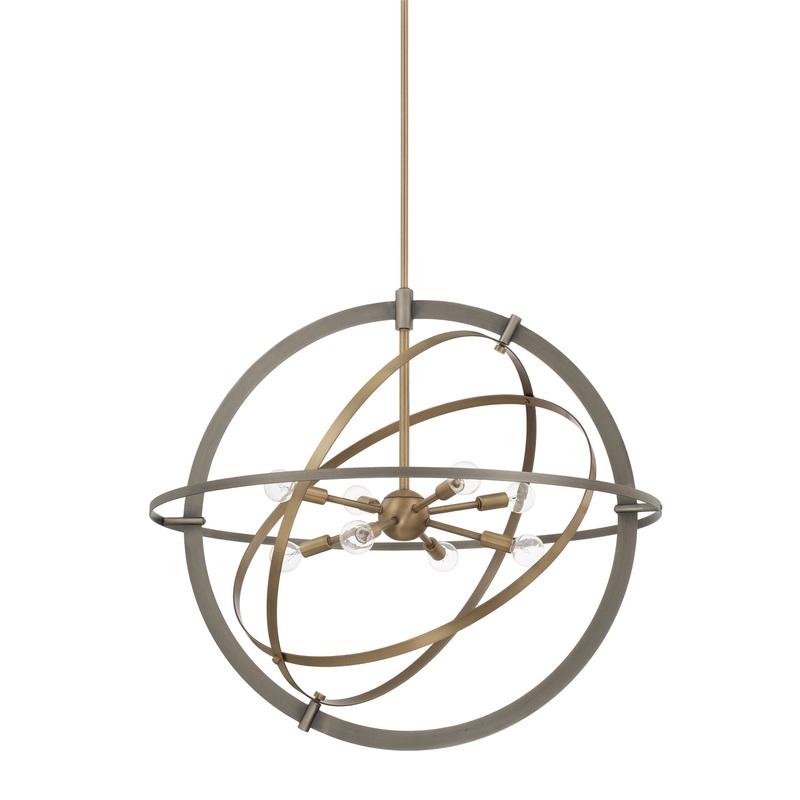 Capital Lighting 325681AM Vaughn Eight Light Pendant, Aged Metal
