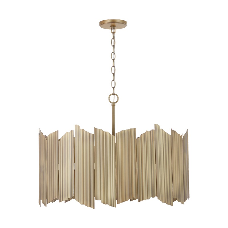Capital Lighting 333441AD Xavier Four Light Pendant, Aged Brass