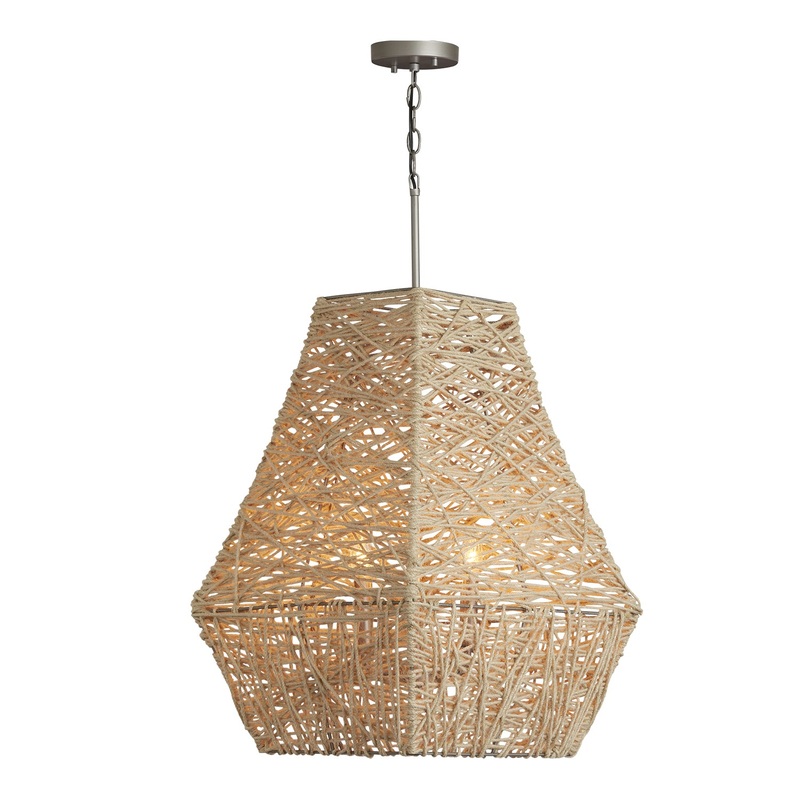 Capital Lighting 335241NY Finley Four Light Pendant, Natural Jute and Grey