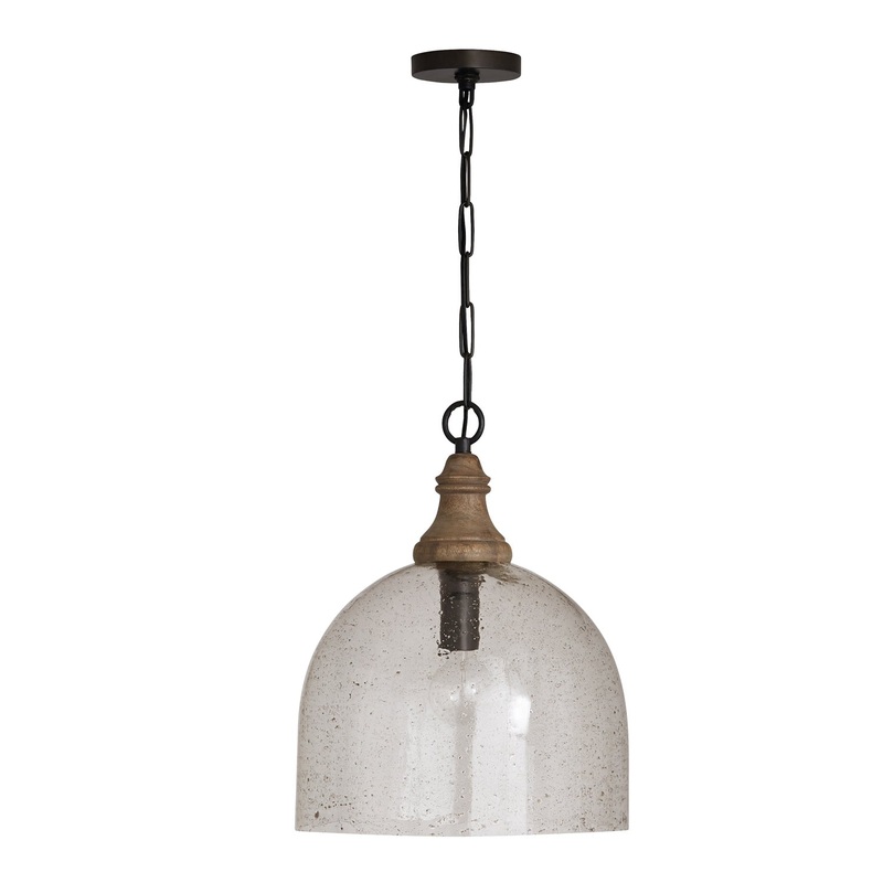 Capital Lighting 336011YP-484 Inglewood One Light Pendant, Grey Wash and Dark Pewter