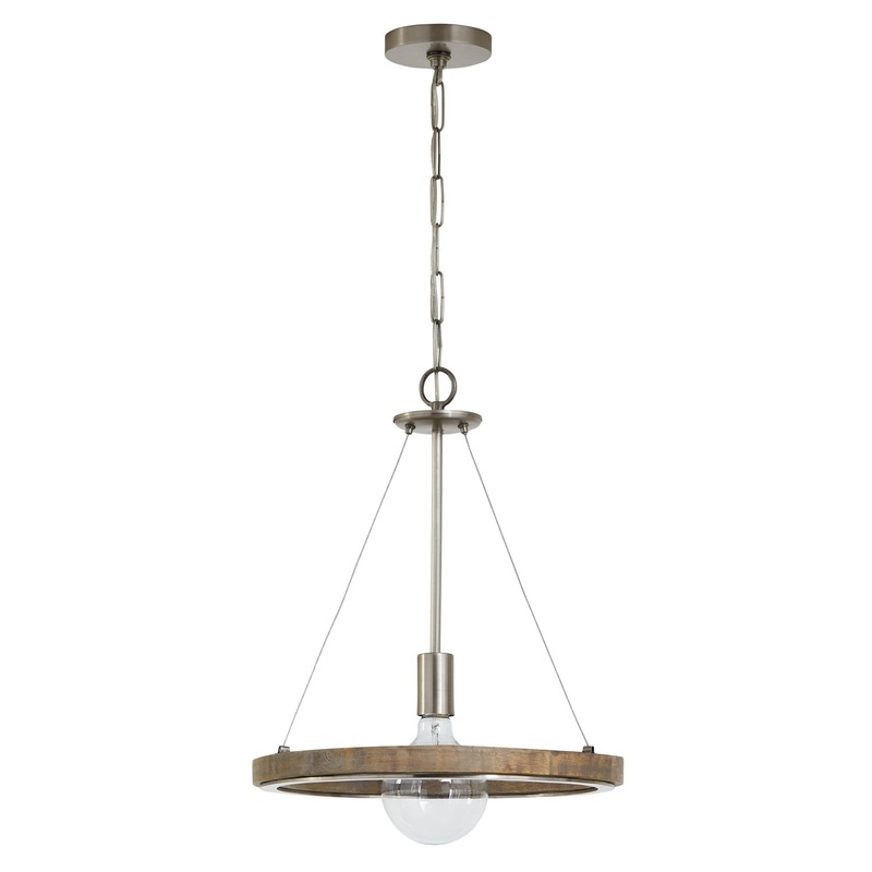 Capital Lighting 336212GN Dunlap One Light Pendant, Grey Wash and Matte Nickel (Discontinued)