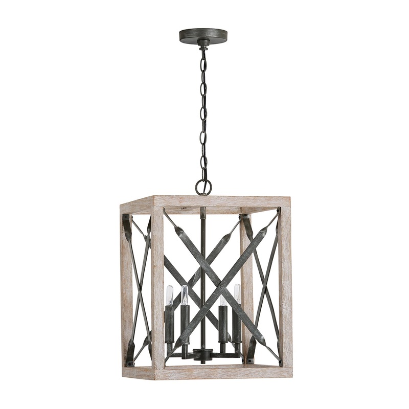 Capital Lighting 340441WN Remi Four Light Pendant, Brushed White Wash and Nordic Iron (Discontinued)