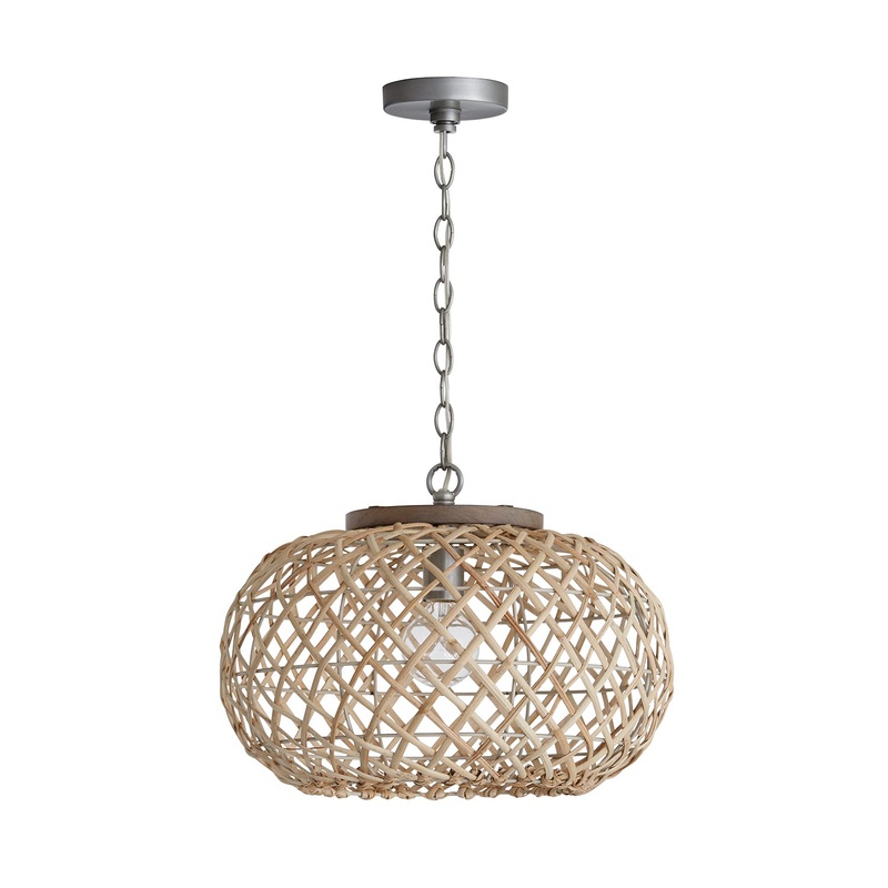 Capital Lighting 340811GK Rainey One Light Pendant, Grey Wash and Antique Nickel