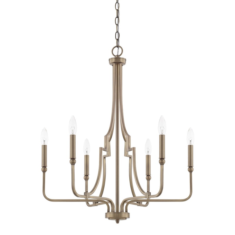 Capital Lighting 419361AD Dawson Six Light Chandelier, Aged Brass