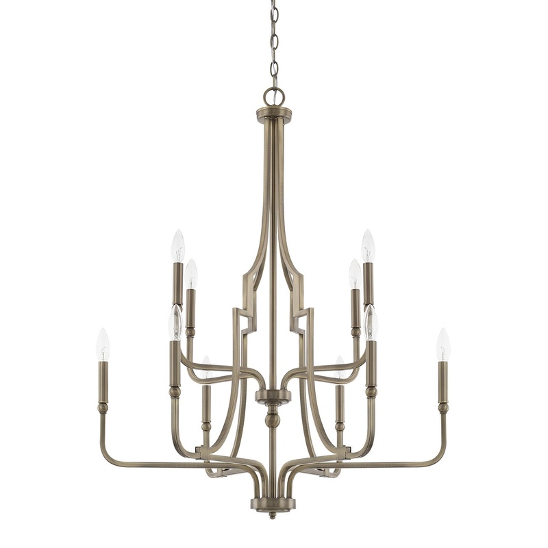 Capital Lighting 419391AD Dawson Ten Light Chandelier, Aged Brass