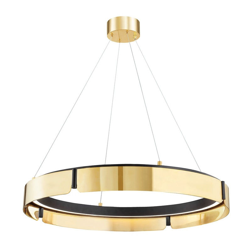 Hudson Valley 2933-AGB/BK Tribeca LED Chandelier, Aged Brass/Black