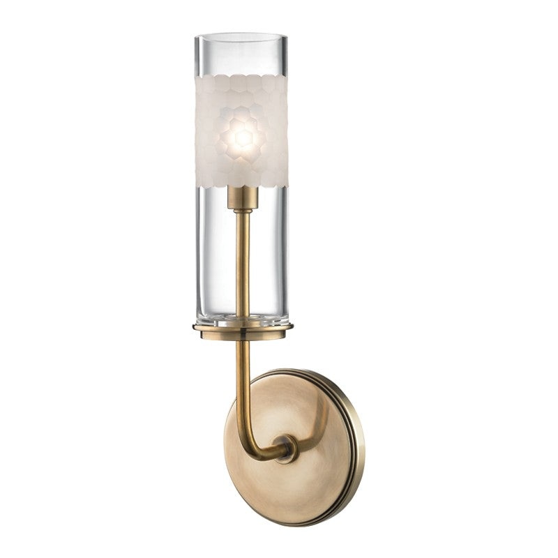 Hudson Valley 3901-AGB Wentworth One Light Wall Sconce, Aged Brass