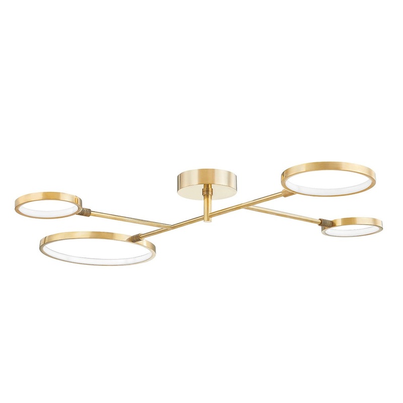 Hudson Valley 4104-AGB Saturn LED Flush Mount, Aged Brass
