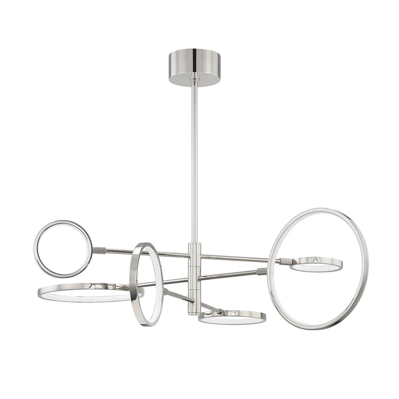 Hudson Valley 4106-PN Saturn LED Chandelier, Polished Nickel