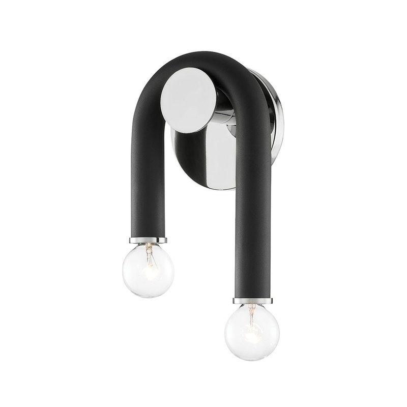 Mitzi H382102-PN/BK Whit Two Light Wall Sconce, Polished Nickel/Black