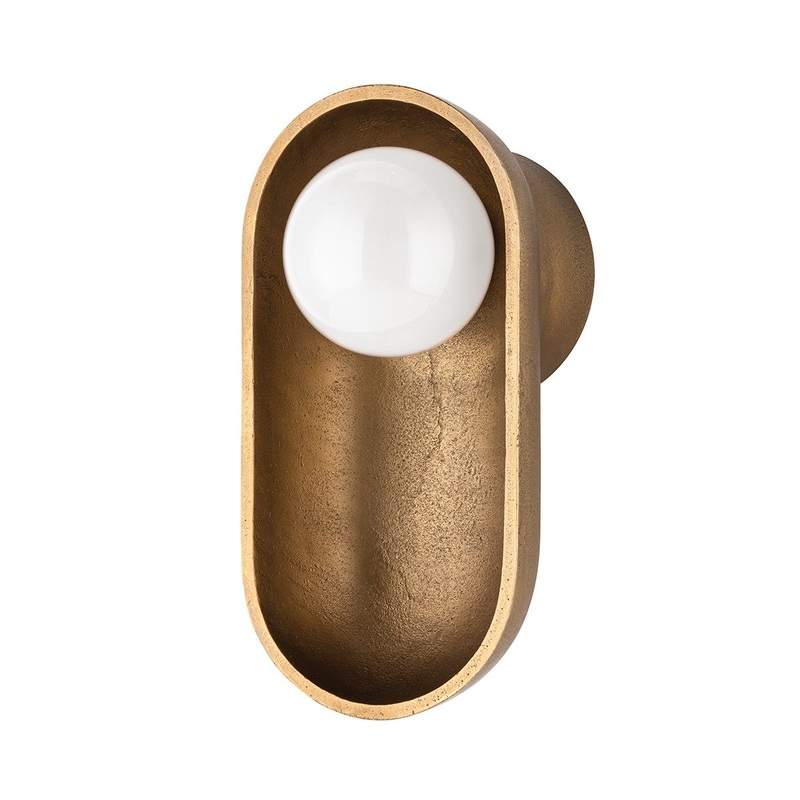 Hudson Valley 1781-AGB Nathan LED Wall Sconce, Aged Brass