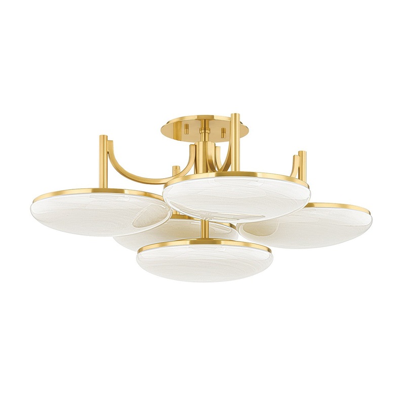 Hudson Valley 2005-AGB Bregman LED Semi Flush Mount, Aged Brass